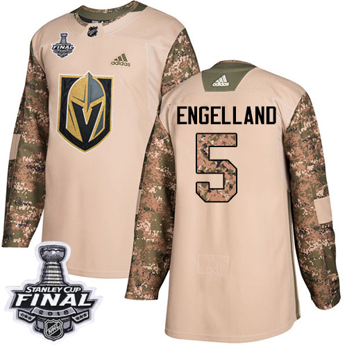 Adidas Golden Knights #5 Deryk Engelland Camo Authentic Veterans Day 2018 Stanley Cup Final Stitched NHL Jersey